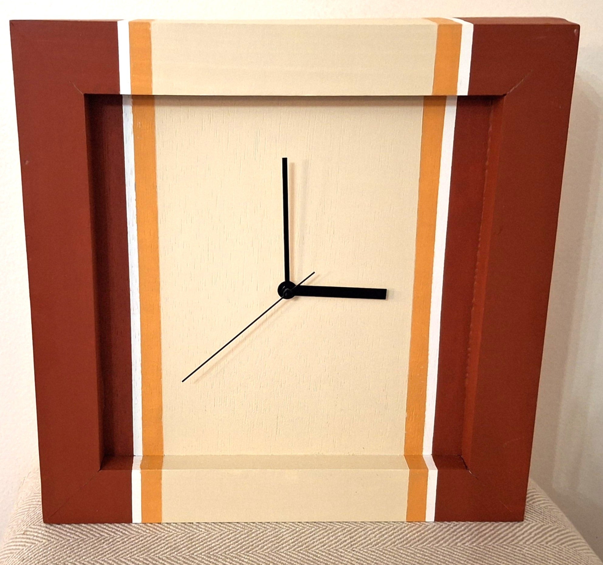 Redwood / Beige Handmade Clock 12 x 12