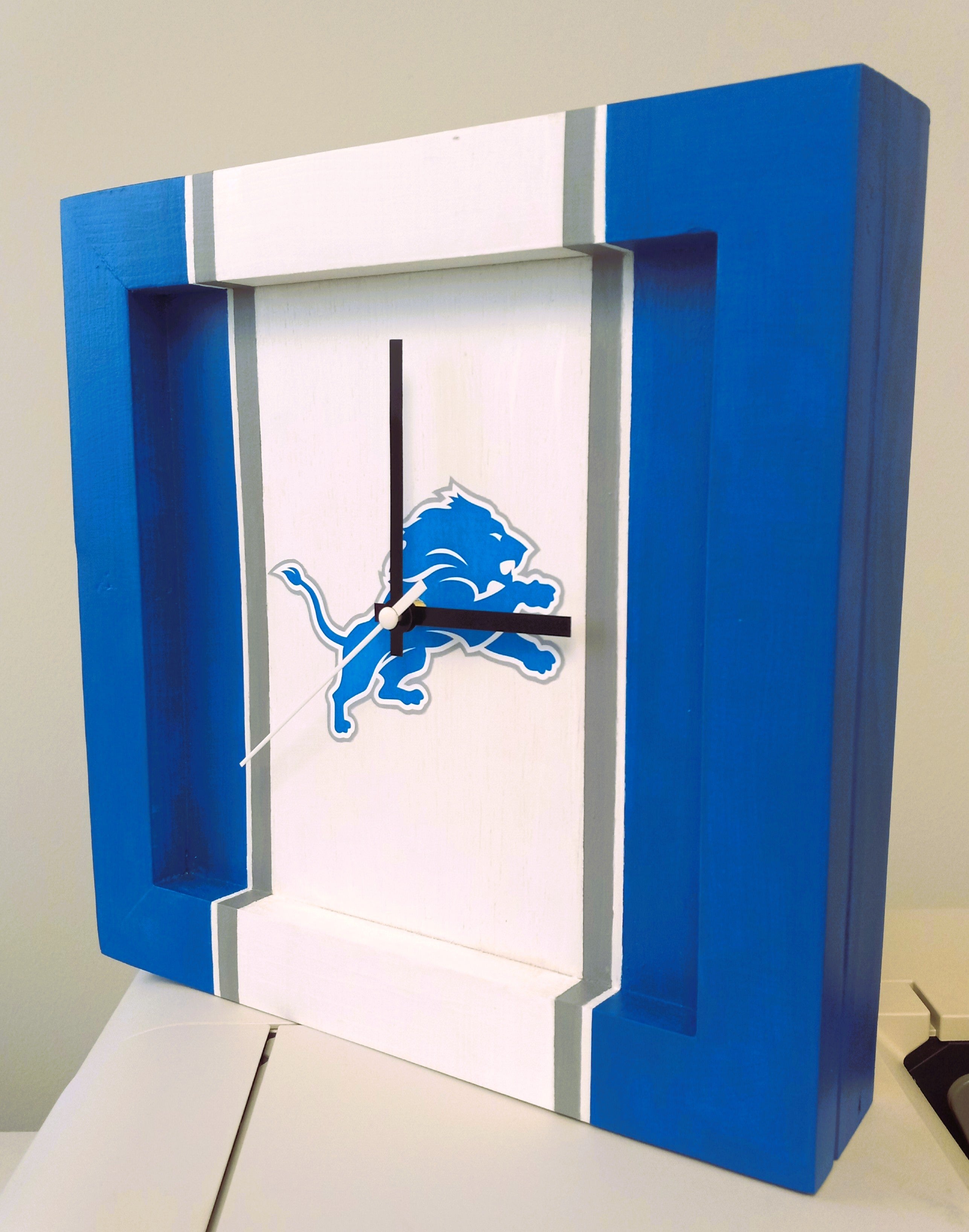 Detroit Lions Handmade Clock 12 x 12