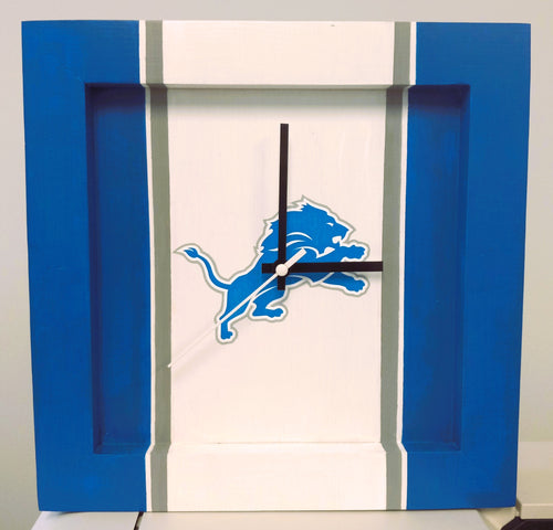 Detroit Lions Handmade Clock 12 x 12