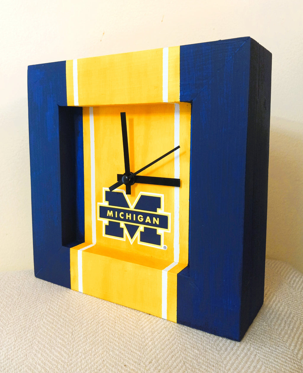 U of M Handmade Clock 12 x 12 - Yellow Center