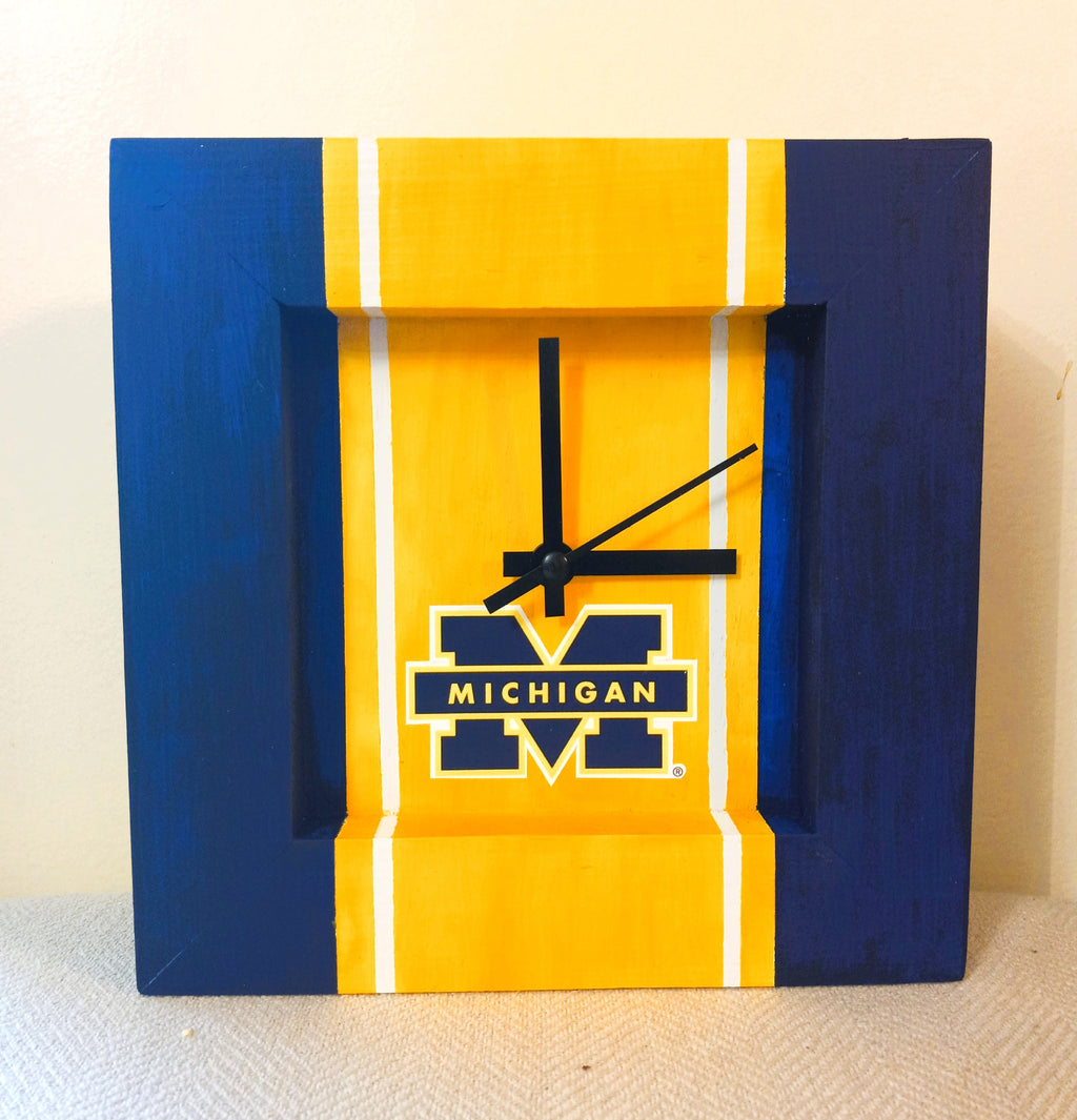U of M Handmade Clock 12 x 12 - Yellow Center