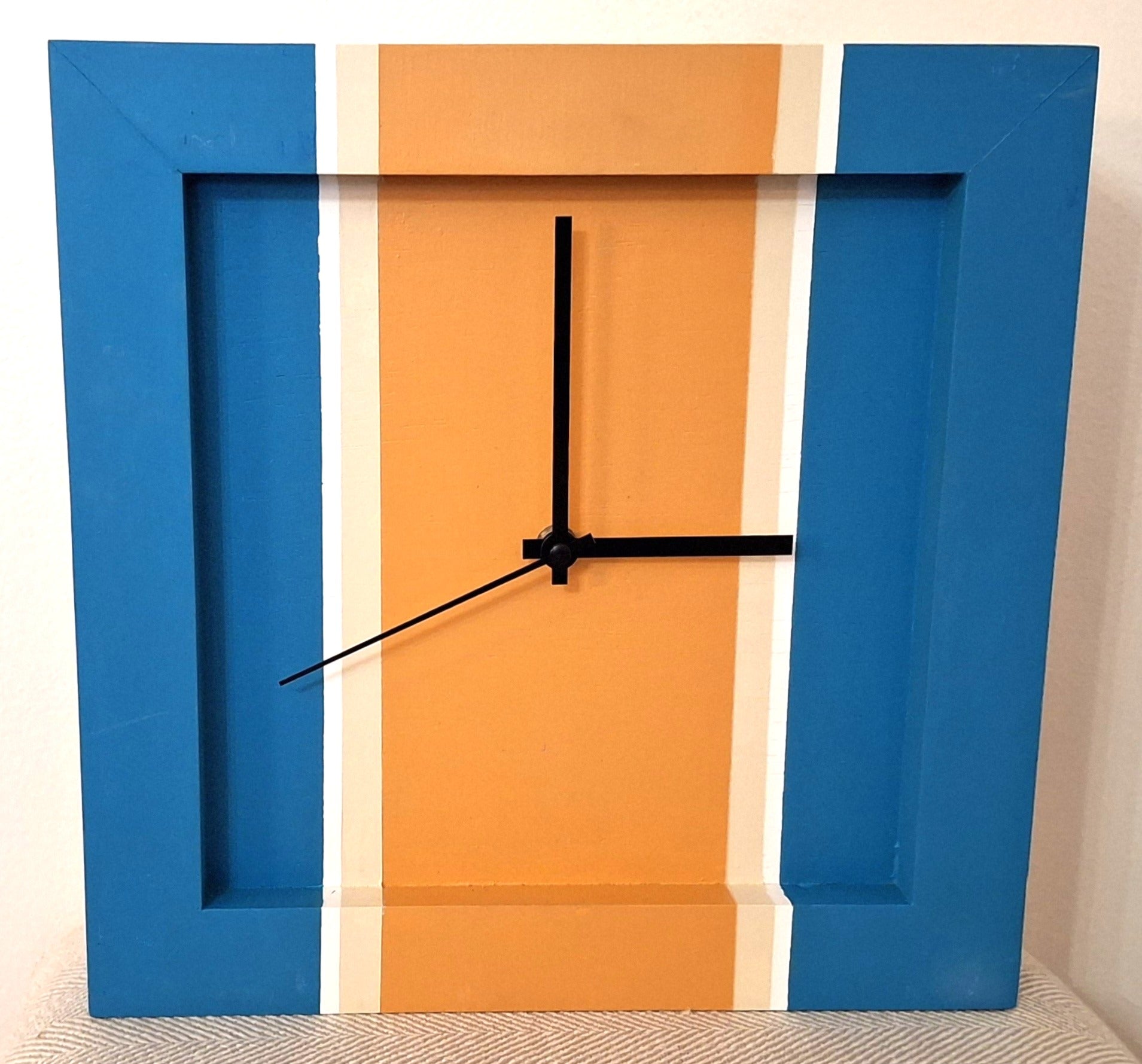 Teal / Orange Handmade Clock 12 x 12