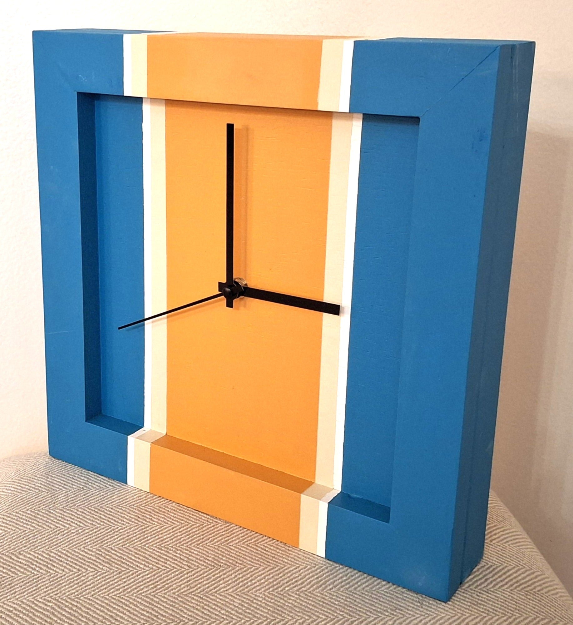 Teal / Orange Handmade Clock 12 x 12