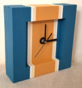 Teal / Orange Handmade Clock 8 x 8